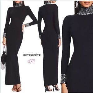 Retrofete Monroe Embellished Knit long Sleeve‎ High Neck Dress Size XXS